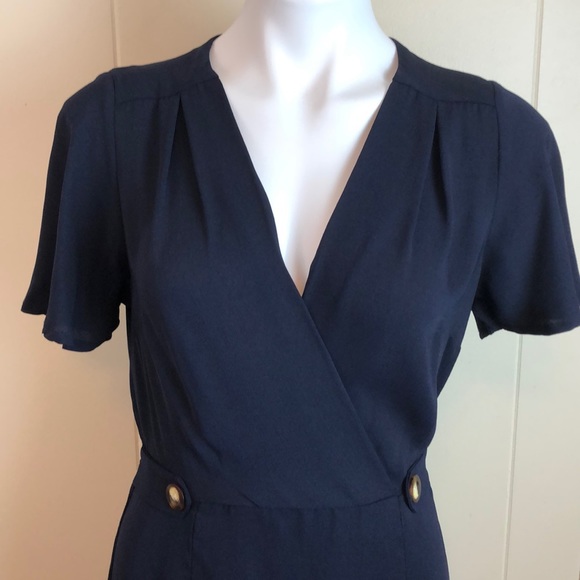 Monteau Vintage 40s Style Retro Faux Wrap Dress - Picture 3 of 6
